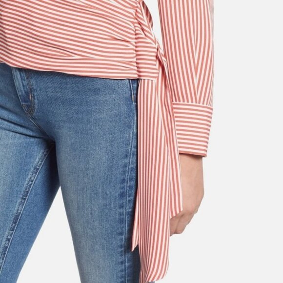 STRIPE BLOUSE WITH BANDED WAIST TIE BY CHELSEA28 / NORDSTROM - SIZE S - EUC - Picture 10 of 10